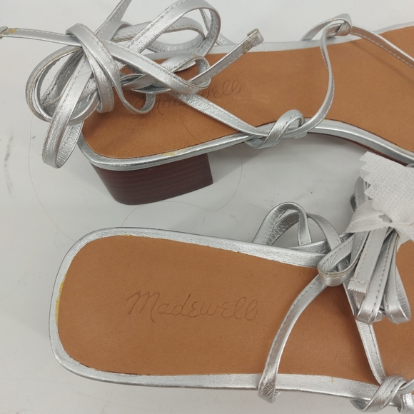 Madewell The Brigitte Lace-Up Sandal in Metallic Leather Size 10 - Picture 4 of 7